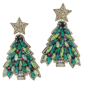 Christmas Tree Beaded Earrings