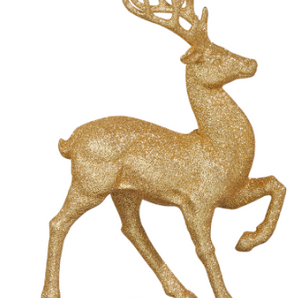 13" Gold Glitter Deer