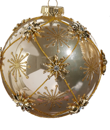 Star and Jewel Gold Ball Ornament