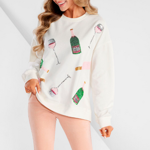 White Champagne Sparkle Sweatshirt