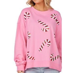 Pink Candy Cane Sparkle Sweatshirt