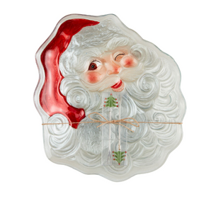 Glass Santa Plate with Picks