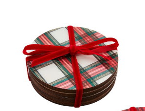 White Tartan Lacquer Coaster