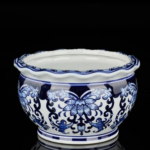 Blue and White Large Round Pot