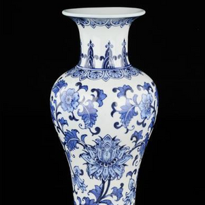 Blue and White Tall Urn Vase