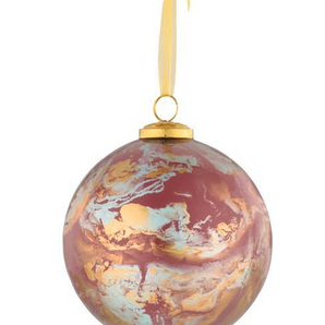 Large Rose Gold Marble Ball Ornament