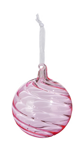 Pink Blown Glass Ball Ornament