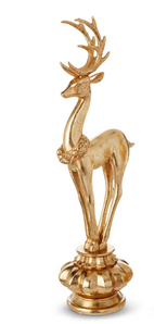 Gold Deer with Wreath on Stand