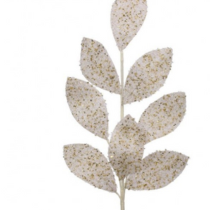 White Glitter Sequin Poinsettia Spray