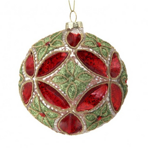 Glass Geo Beaded Floret Ball Ornament