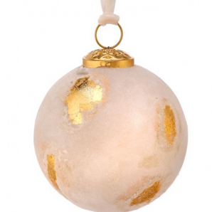 Gold and White Glass Ball Velvet Ornament