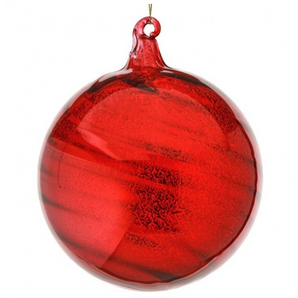 Red Mercury Glass Swirl Ball Ornament