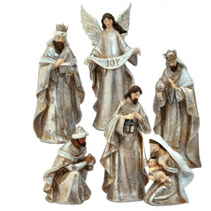 6pc. Champagne Platinum Renaissance Nativity