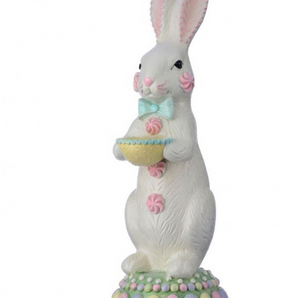 Resin Sugared Bunny on Pedestal