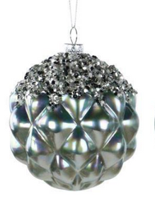 Ice Blue Glass Ball Ornament