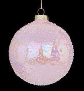 Light Pink Beaded Glass Ornament