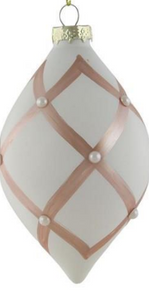 White and Rose Gold Glass Ornament