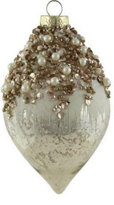 Gold Glass Ornament with Pearl Drip
