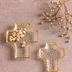 Gold Edge Cross Tidbit Tray