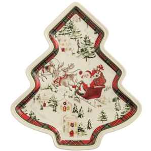 Santa Scene Tree Plate