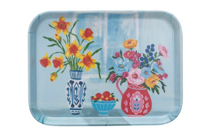 Bamboo Fiber Tray with Flowers