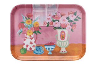 Bamboo Fiber Tray with Flowers