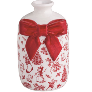 Christmas Toile Bud Vase