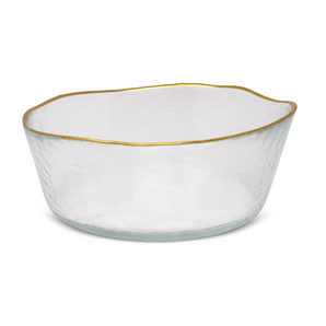 Organic Shaped Soup Bowl with Gold Trim