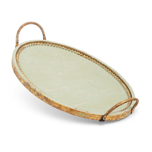 Green Antique Oval Tray