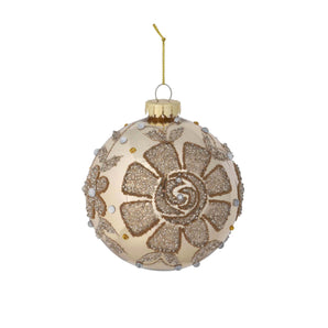 Gold Glitter Pattern Ball Ornament