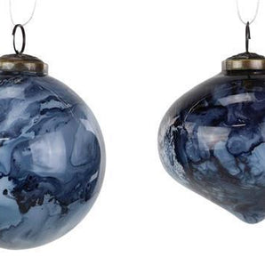 Small Navy Marble Ornament