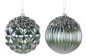 Ice Blue Glass Ball Ornament