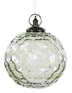 Clear Green Hexagon Glass Ball Ornament