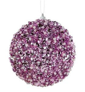 Pink Glitter Pearl Ball Ornament