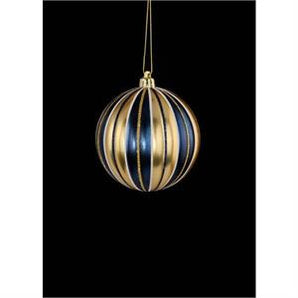 Navy/Gold Stripe Ball Ornament