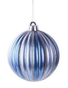 Blue Gold Stripe Ball Ornament