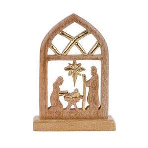 Wooden Nativity with Gold Star