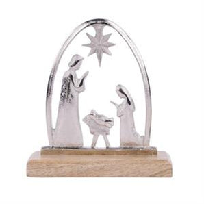Silver Round Top Nativity Set