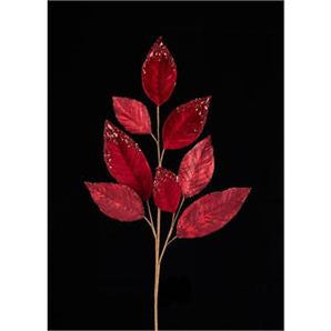 Red Metallic Magnolia Leaf Spray