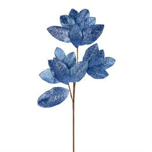 Smoke Blue Metallic Magnolia Leaf Spray