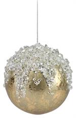 Gold Metallic with Beads Ball Ornament