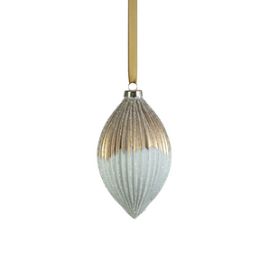 White & Gold Tear Drop  Ornament