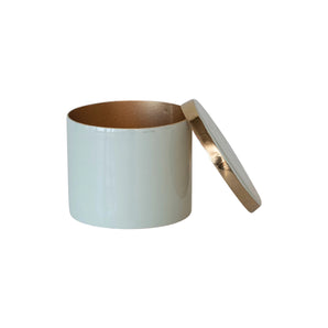 Small Round Mint Enameled Metal Box