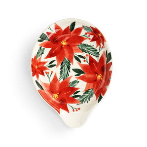 Poinsettia Ceramic Spoon Rest