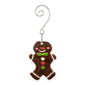 Gingerbread Man Glass Ornament