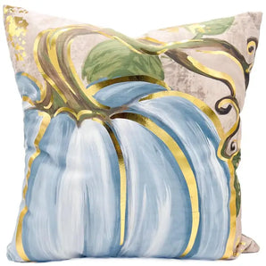 Gold Blue Pumpkin Pillow