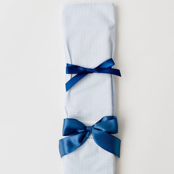 Blue Seersucker with Navy Ribbon Cake Knife - Birthday cake knife