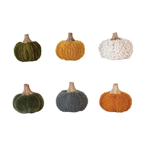 Cotton Blend Pumpkin with Wood Stem