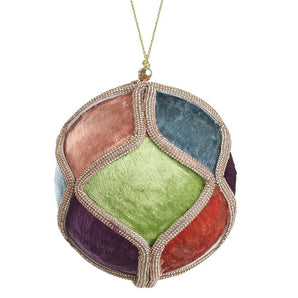 Jewel Trim Velvet Ball Ornament