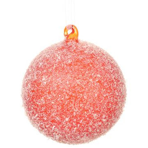 Flocked Red Glass Ball Ornament